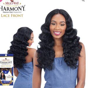 Human Hair Blend Wavy Lace Front Wig Burgundy 99J